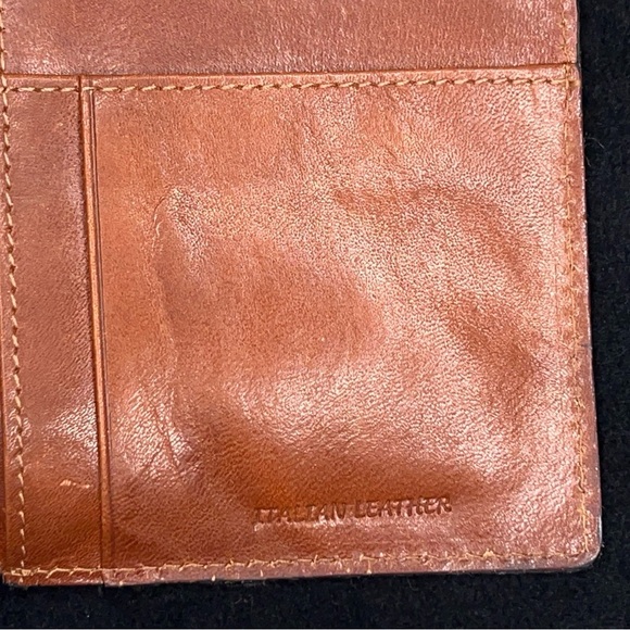 Vintage Tan Brown Italian Leather Folding Wallet Classic Bifold Western - Picture 6 of 11